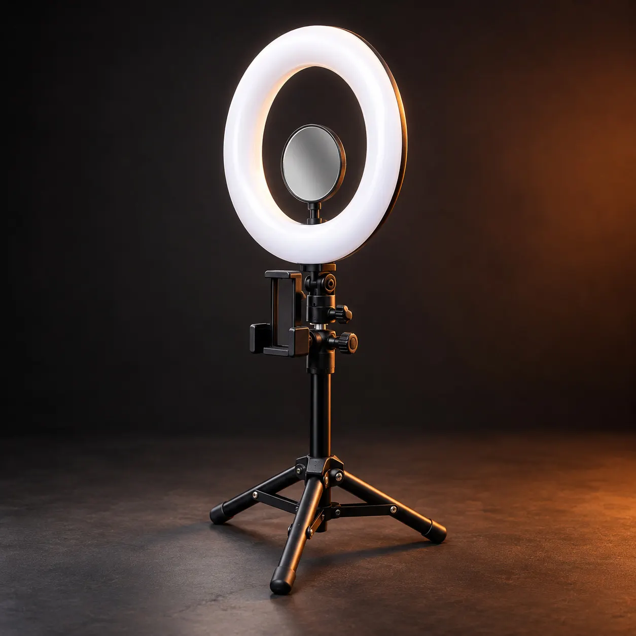 Aro de luz con trípode y soporte para teléfono